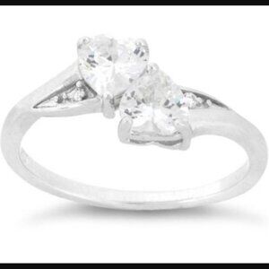 Hearts Sterling Silver w CZ Bypass Ring